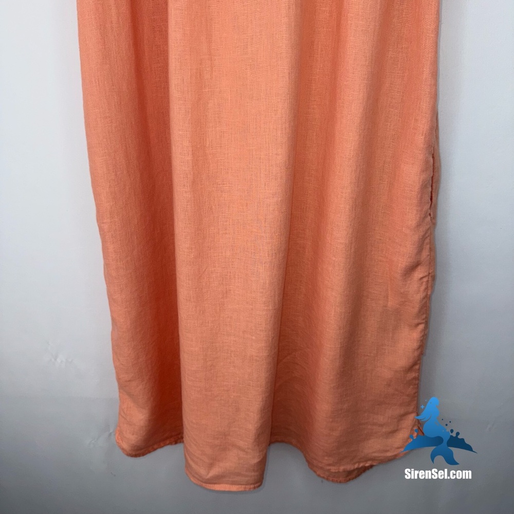 1146 J. Crew Relaxed-fit Short-Sleeve Linen Shirt-Dress - Size L - Orange - Picture 9 of 16